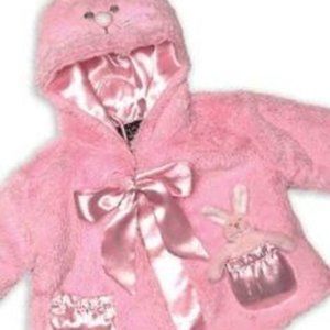 Mud Pie Baby Eieio Pink Hooded Jacket Bunny 0 12 M